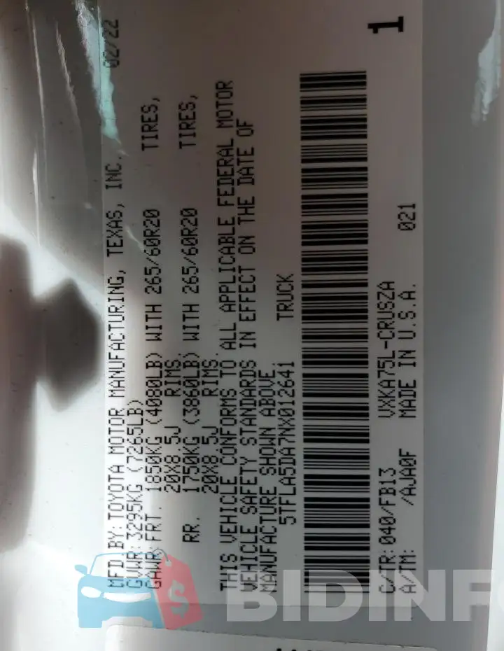 5TFLA5DA7NX012641 Photo# 12