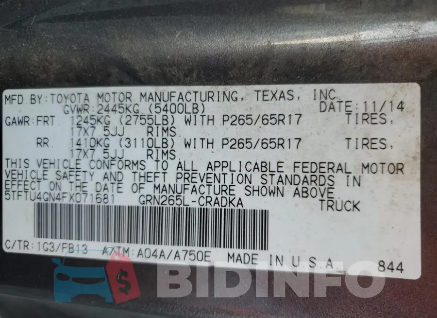 5TFTU4GN4FX071681 Photo# 12