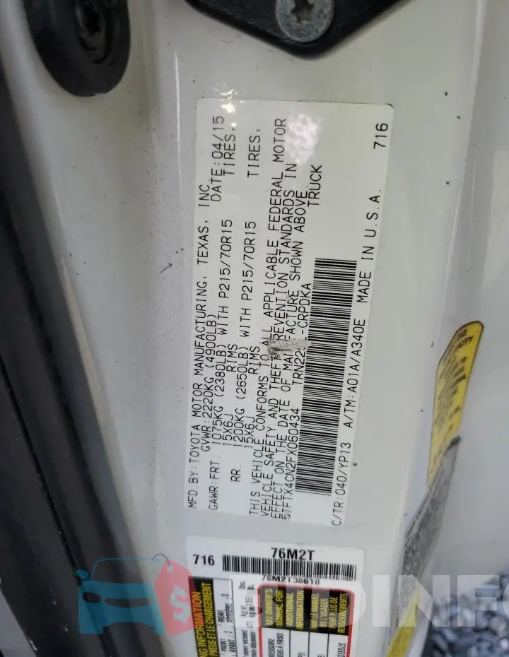 5TFTX4CN2FX060434 Photo# 13