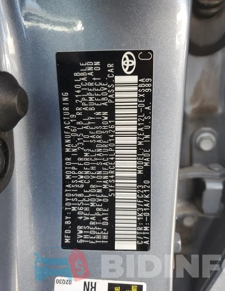 5YFS4RCE4LP014261 Photo# 12