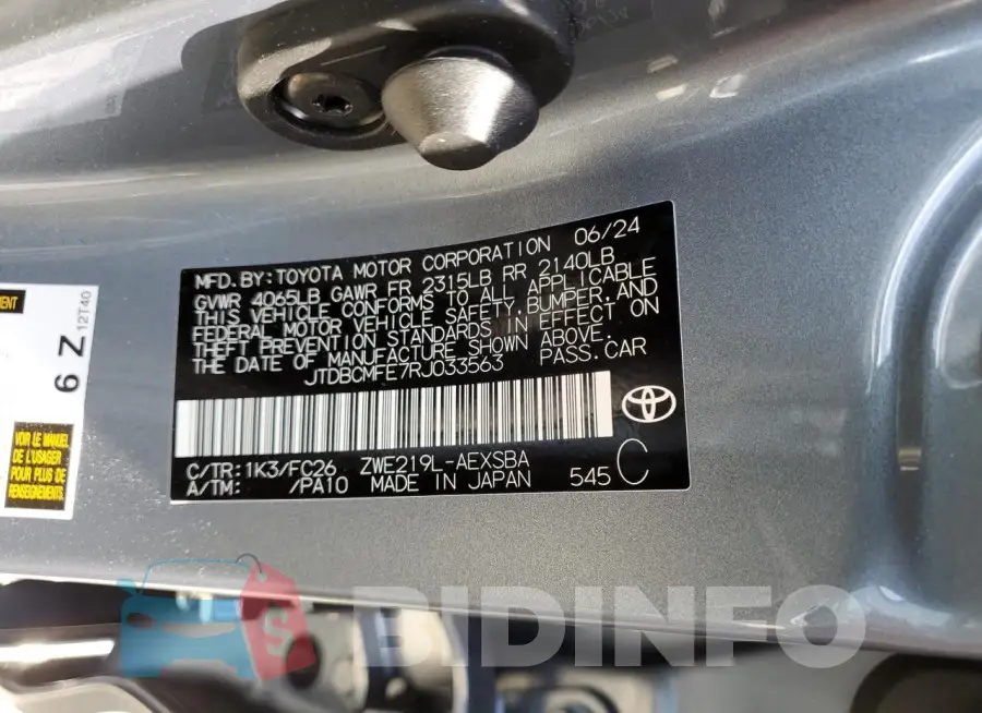 JTDBCMFE7RJ033563 Photo# 12