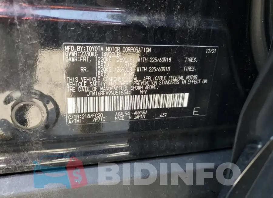 JTM16RFV9ND518344 Photo# 13