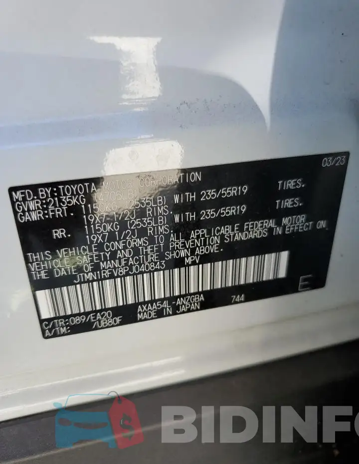 JTMN1RFV8PJ040843 Photo# 14