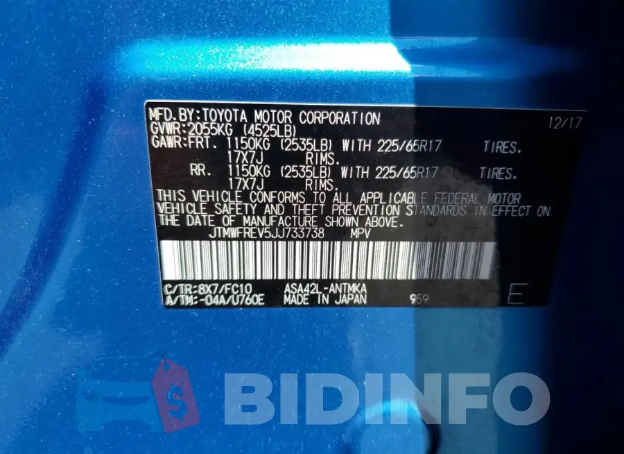 JTMWFREV5JJ733738 Photo# 13