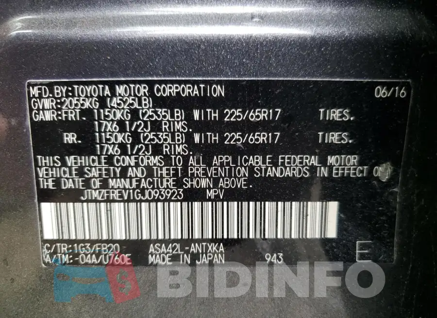 JTMZFREV1GJ093923 Photo# 13