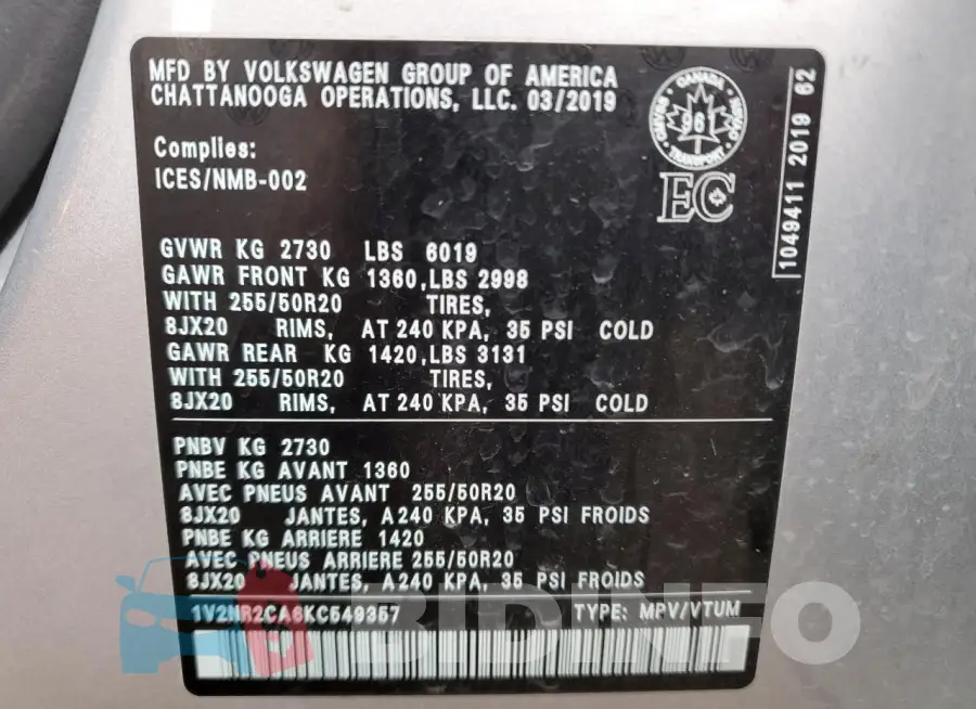 1V2NR2CA6KC549357 Photo# 13