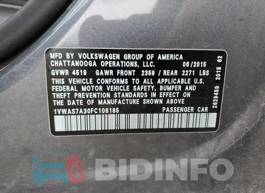 1VWAS7A30FC108185 Photo# 12