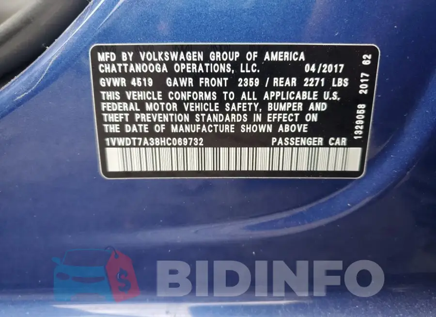 1VWDT7A38HC069732 Photo# 12