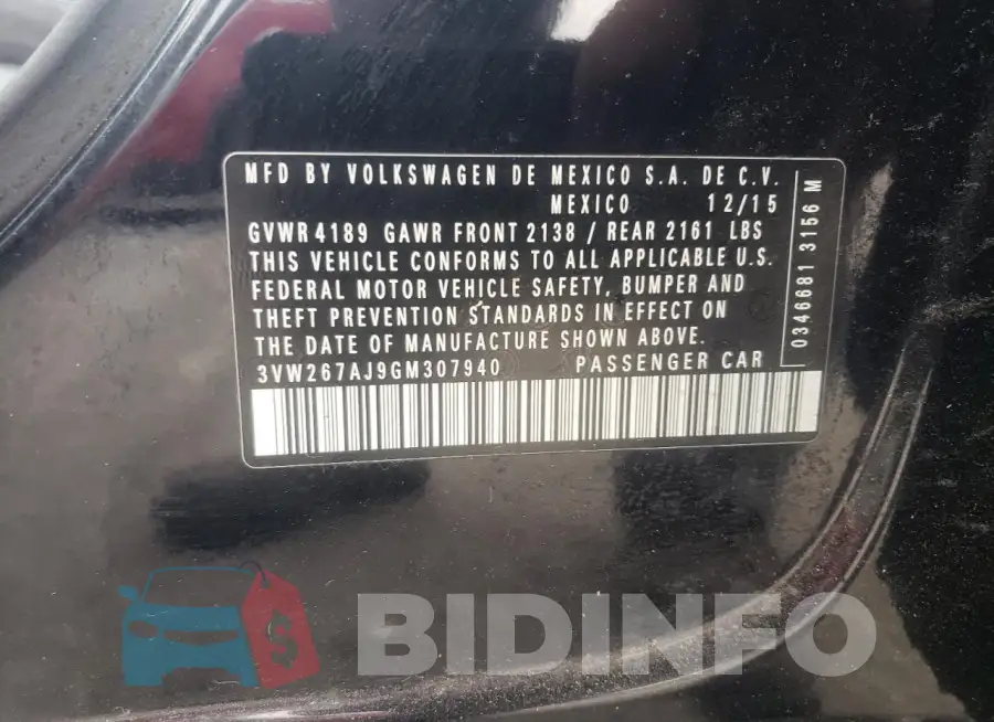 3VW267AJ9GM307940 Photo# 12
