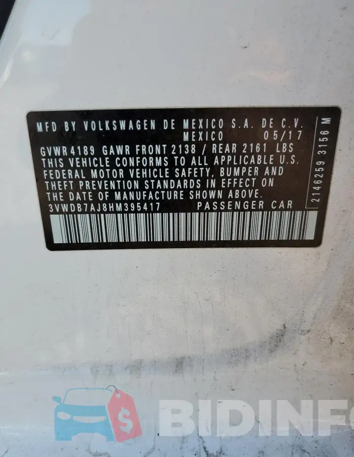 3VWDB7AJ8HM395417 Photo# 13