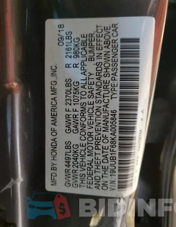 19UUB1F68KA005846 Photo# 13