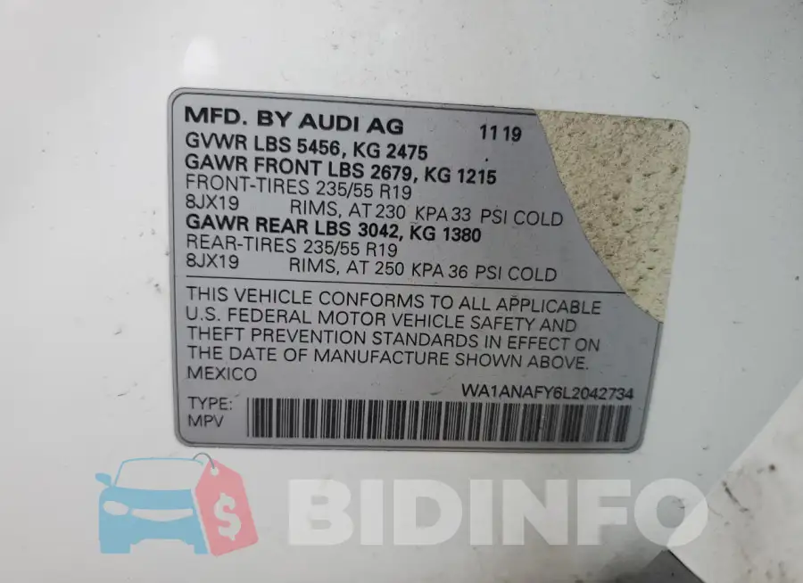 WA1ANAFY6L2042734 Photo# 13