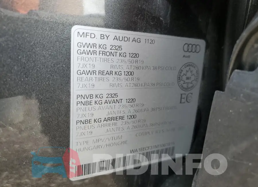 WA1EECF31M1061815 Photo# 14