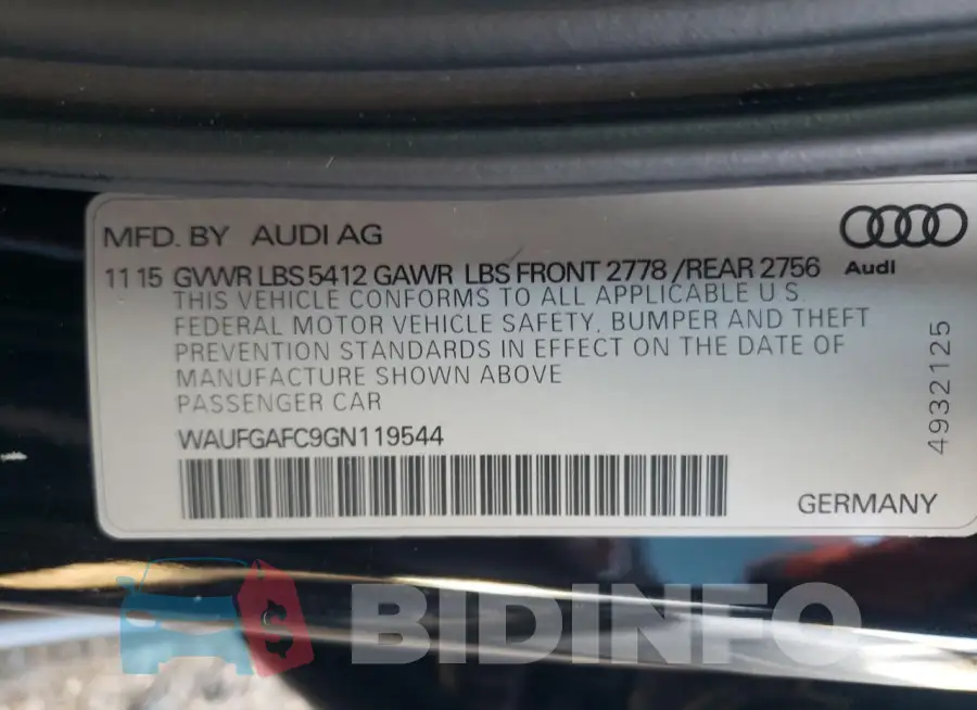 WAUFGAFC9GN119544 Photo# 12