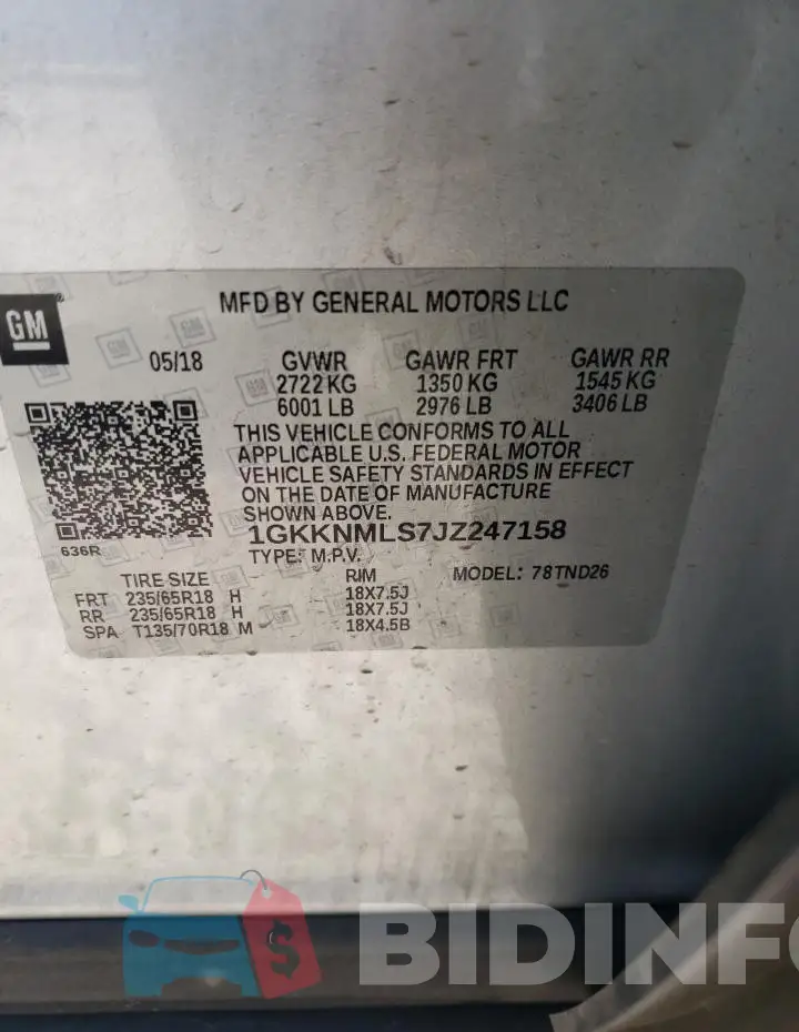 1GKKNMLS7JZ247158 Photo# 13
