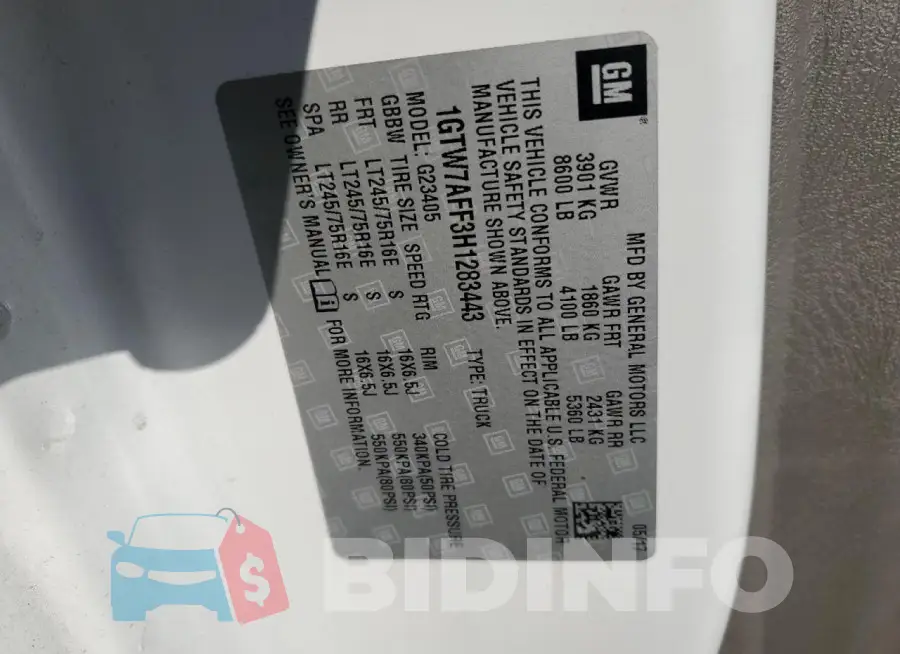 1GTW7AFF3H1283443 Photo# 14