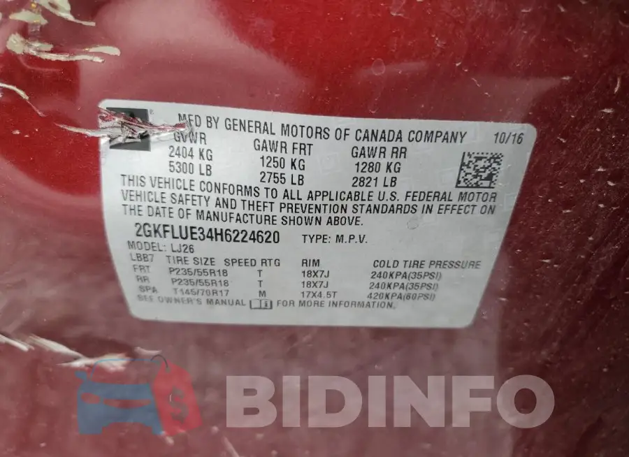 2GKFLUE34H6224620 Photo# 12