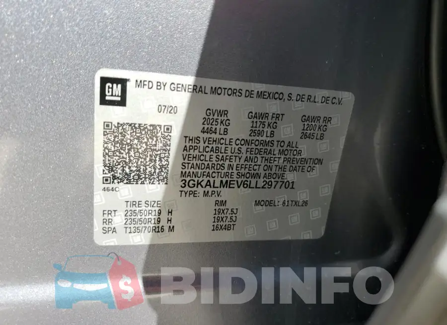 3GKALMEV6LL297701 Photo# 13