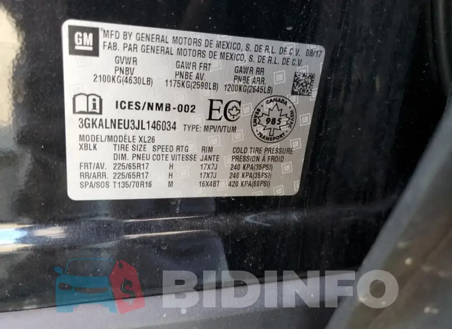 3GKALNEU3JL146034 Photo# 13
