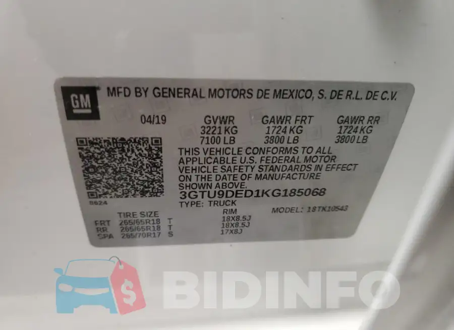3GTU9DED1KG185068 Photo# 13