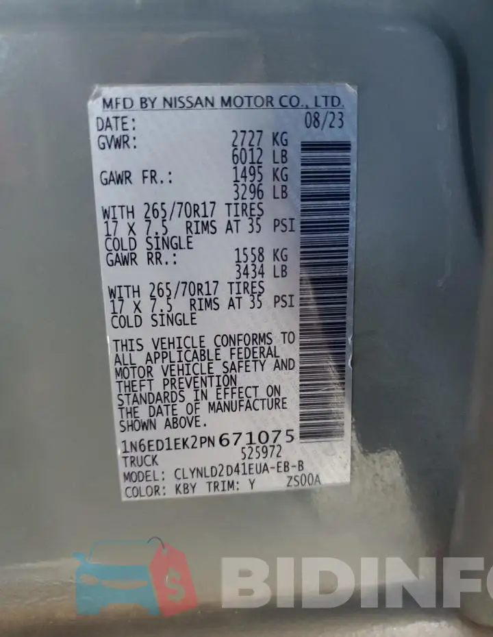 1N6ED1EK2PN671075 Photo# 12