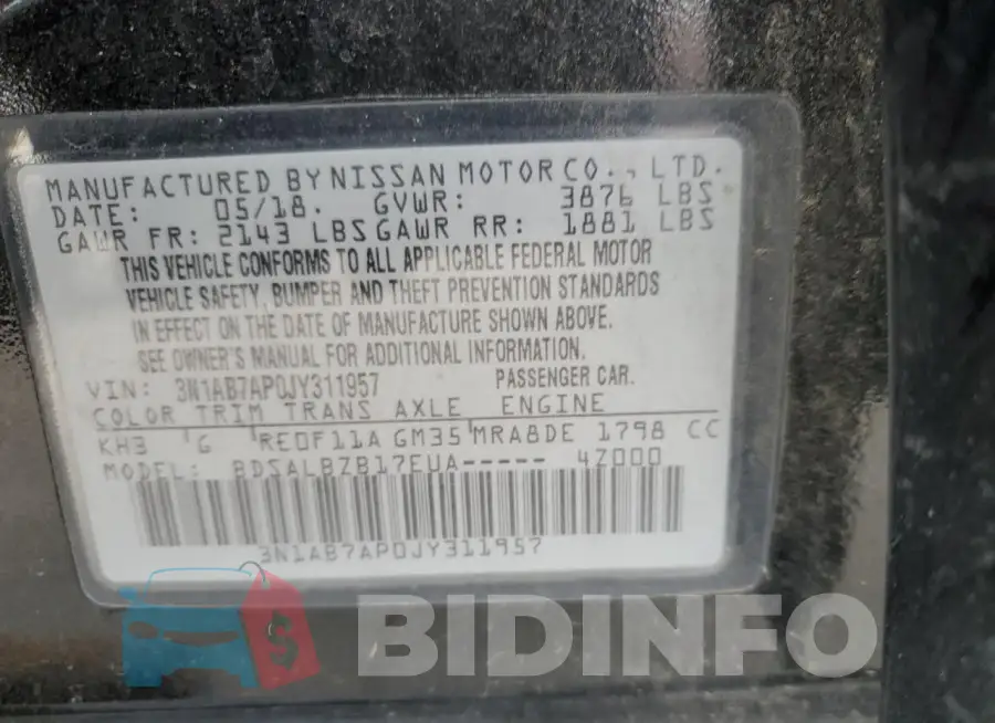 3N1AB7AP0JY311957 Photo# 13