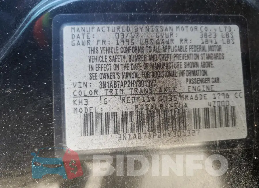 3N1AB7AP2HY301327 Photo# 13
