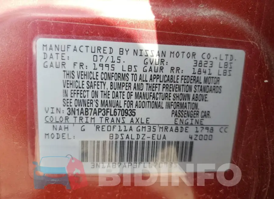 3N1AB7AP3FL670935 Photo# 12