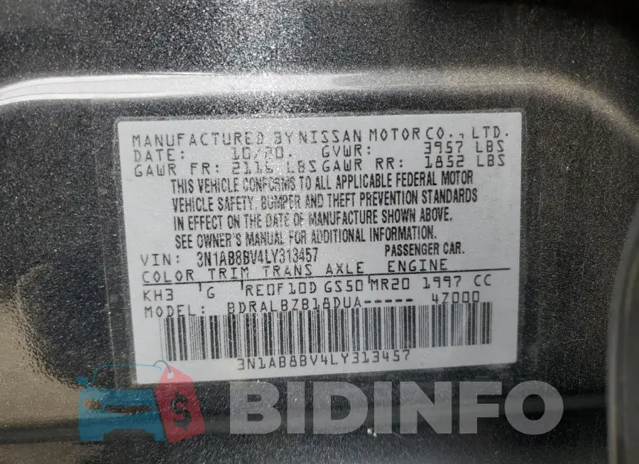 3N1AB8BV4LY313457 Photo# 12