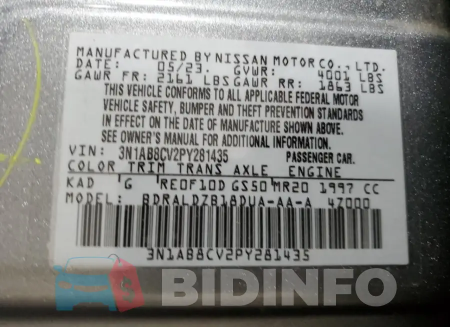 3N1AB8CV2PY281435 Photo# 13
