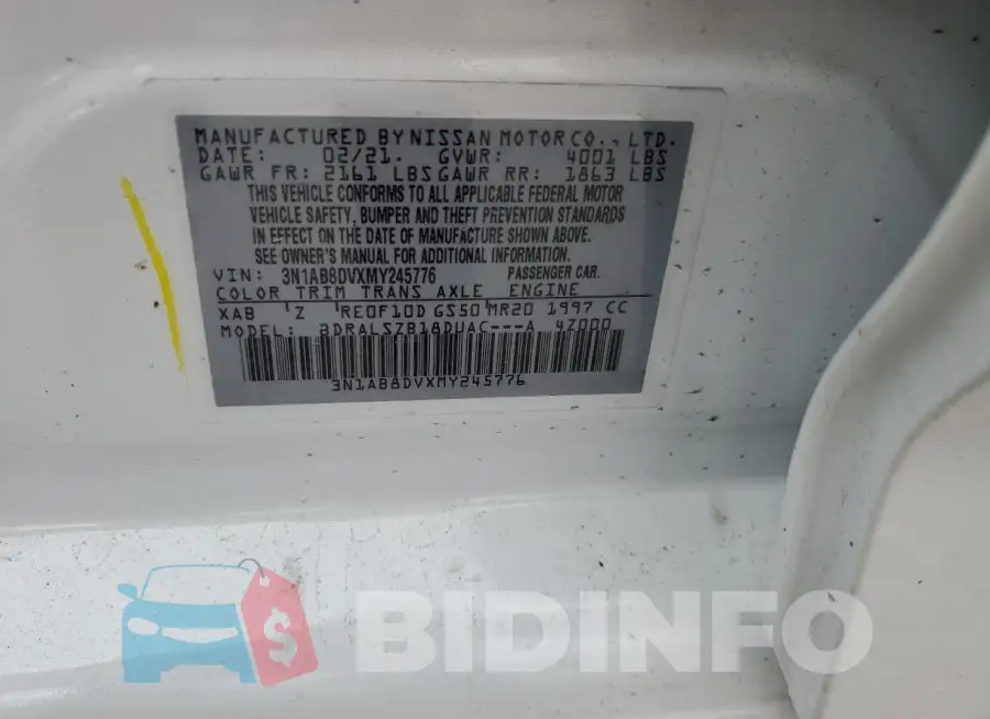 3N1AB8DVXMY245776 Photo# 13