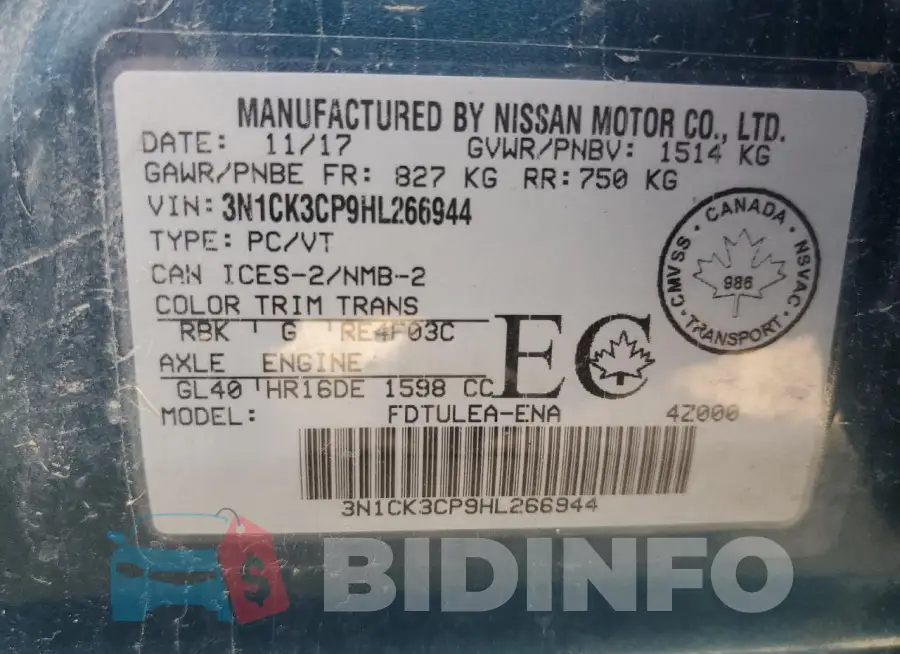 3N1CK3CP9HL266944 Photo# 13