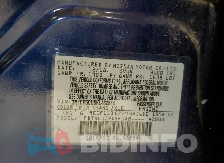 3N1CP5CU8KL482844 Photo# 12