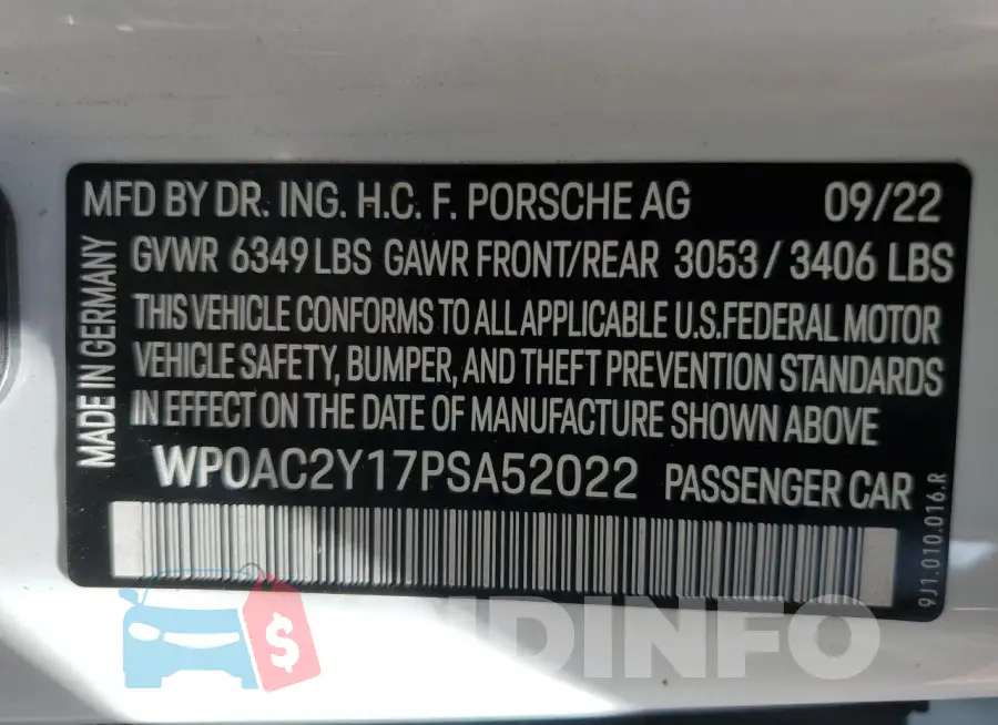 WP0AC2Y17PSA52022 Photo# 12
