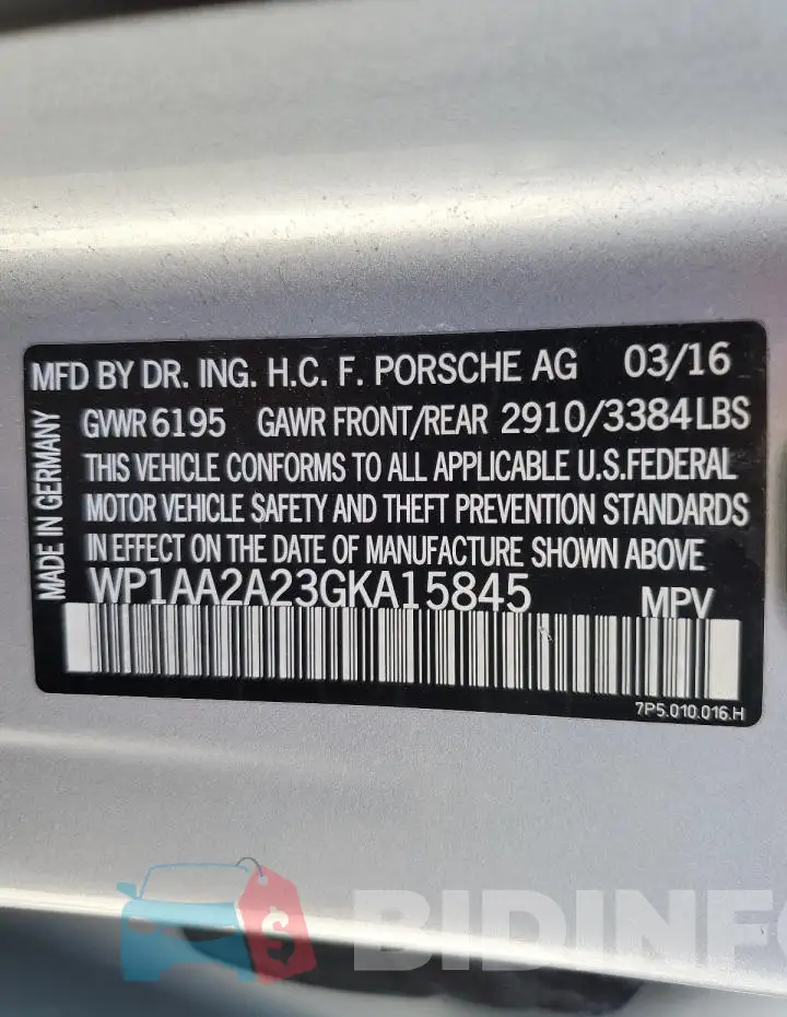 WP1AA2A23GKA15845 Photo# 13
