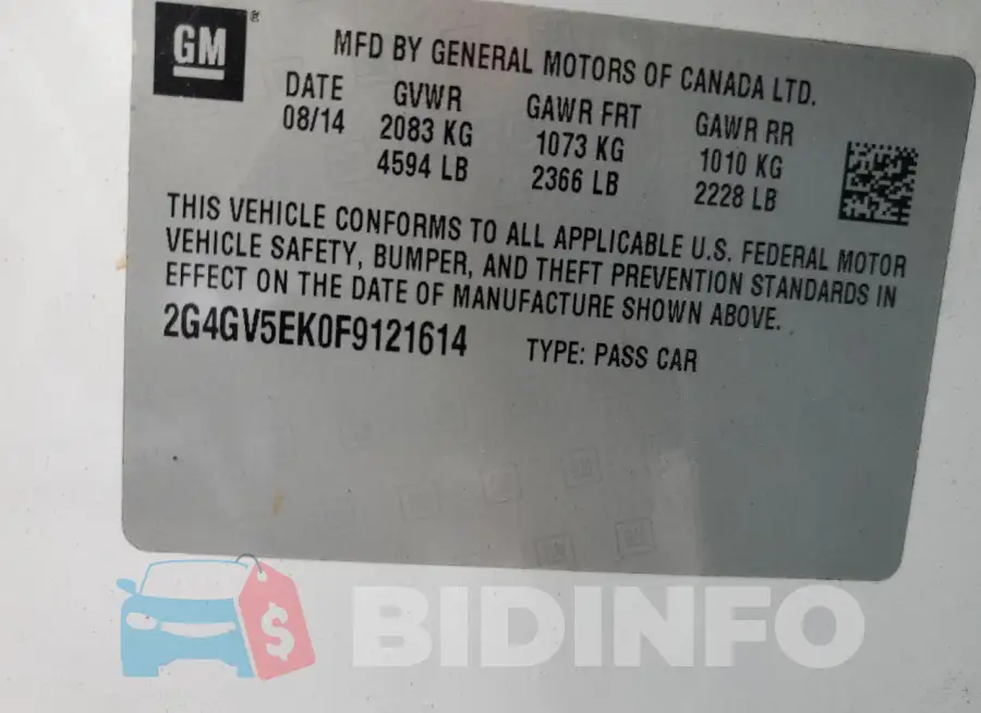 2G4GV5EK0F9121614 Photo# 12