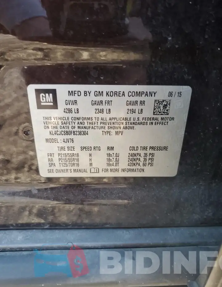 KL4CJCSB0FB238304 Photo# 13