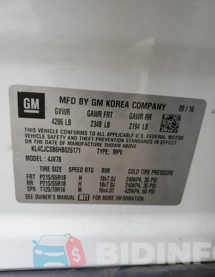 KL4CJCSB6HB026171 Photo# 13