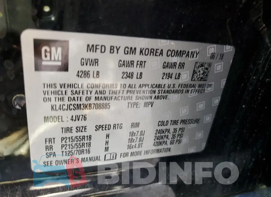 KL4CJCSM3KB708885 Photo# 12