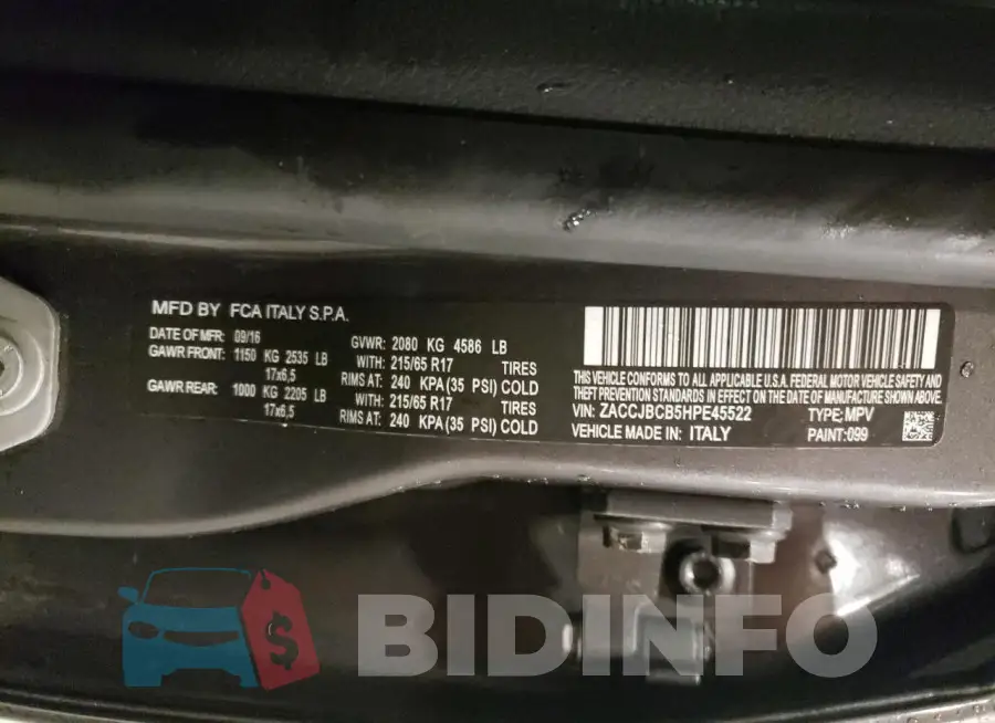 ZACCJBCB5HPE45522 Photo# 13