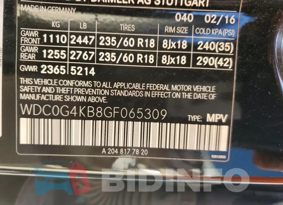 WDC0G4KB8GF065309 Photo# 13