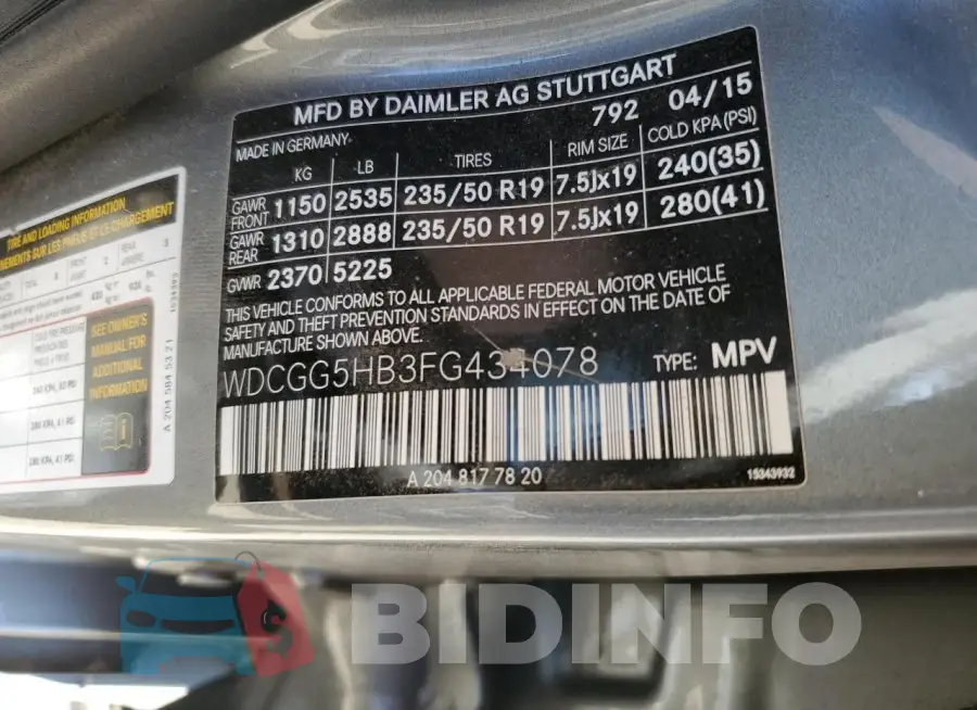 WDCGG5HB3FG434078 Photo# 14