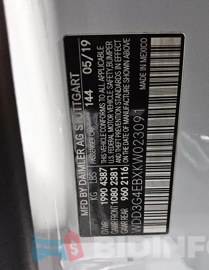 WDD3G4EBXKW023091 Photo# 13