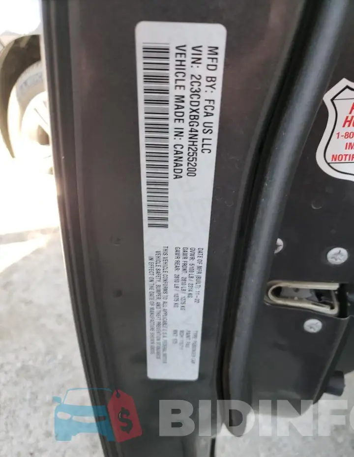 2C3CDXBG4NH255200 Photo# 13