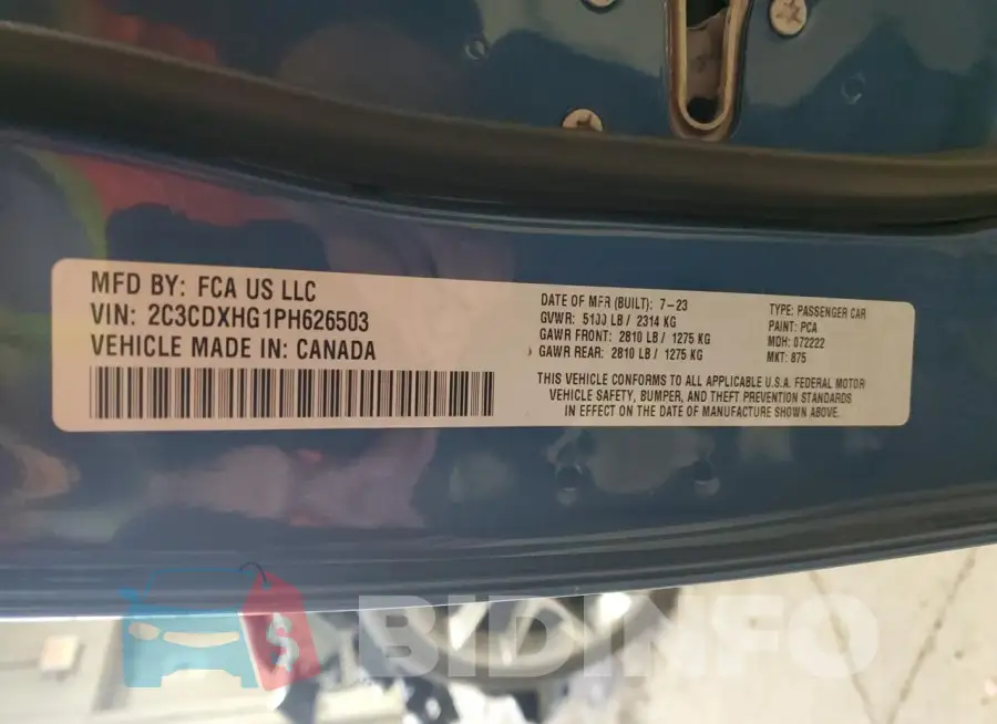 2C3CDXHG1PH626503 Photo# 12