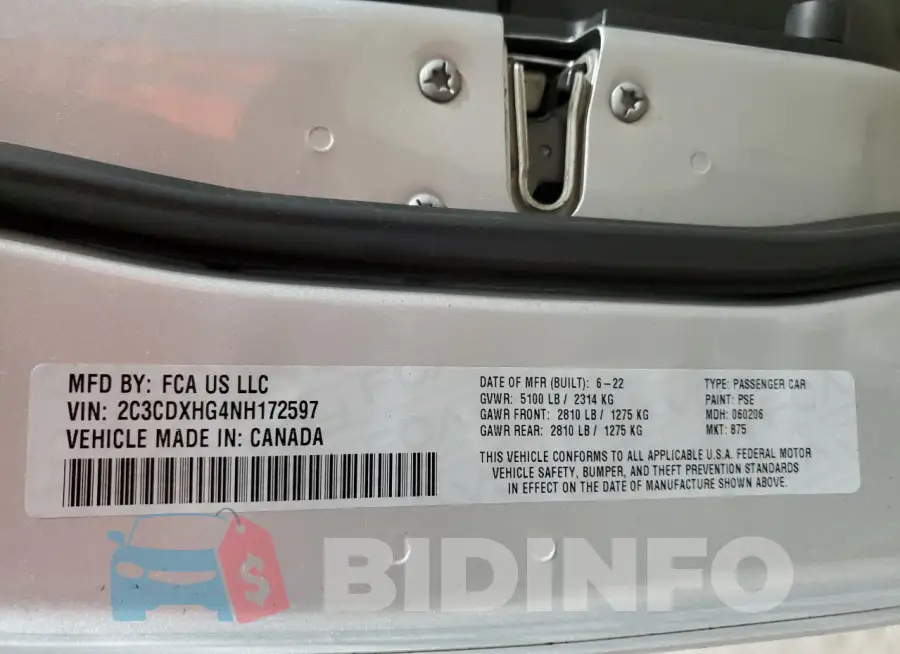 2C3CDXHG4NH172597 Photo# 12