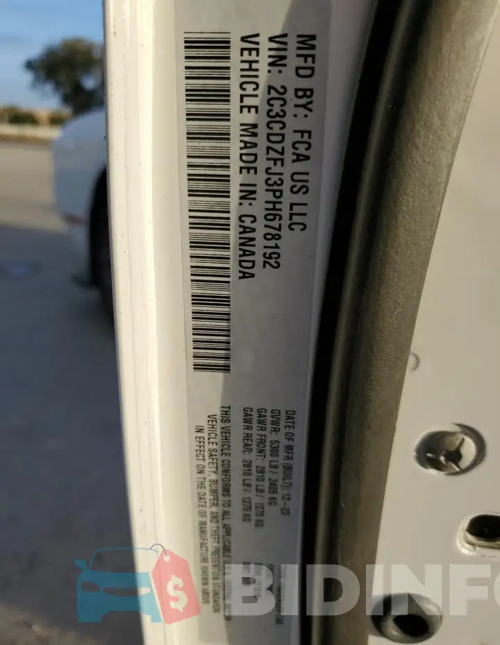 2C3CDZFJ3PH678192 Photo# 13