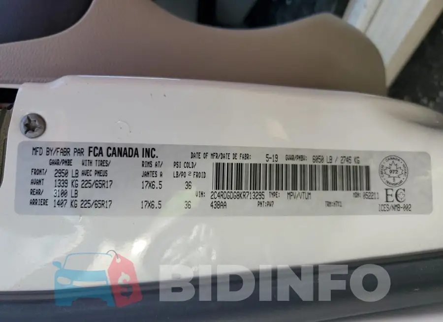 2C4RDGDG8KR713295 Photo# 13