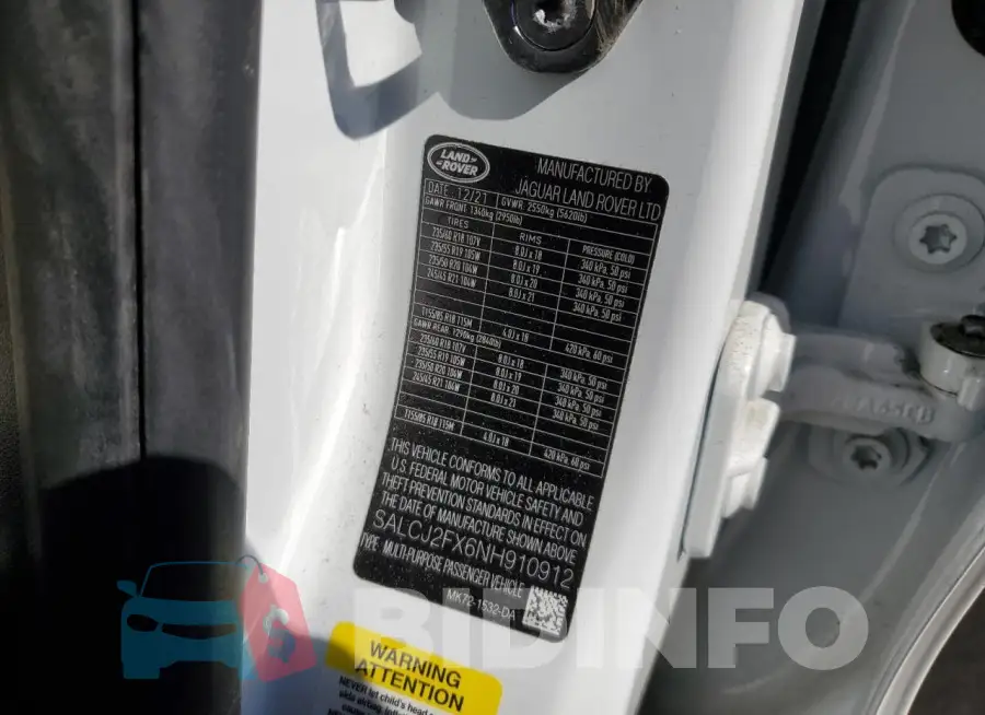 SALCJ2FX6NH910912 Photo# 13