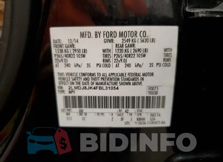 2LMDJ8JK4FBL31054 Photo# 13